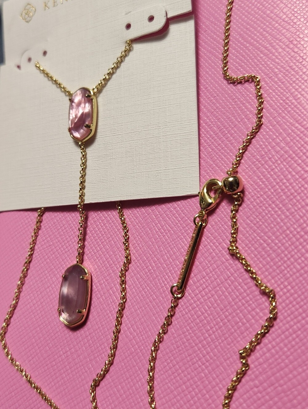 KENDRA SCOTT, NECKLACE, NEW, PINK DOUBLE STONE NECKLACE